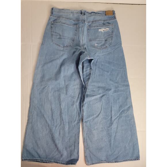 AMERICAN EAGLE Jeans Sz 14 Super High Rise Ultra Wide Leg Drapey Distressed - Picture 10 of 12